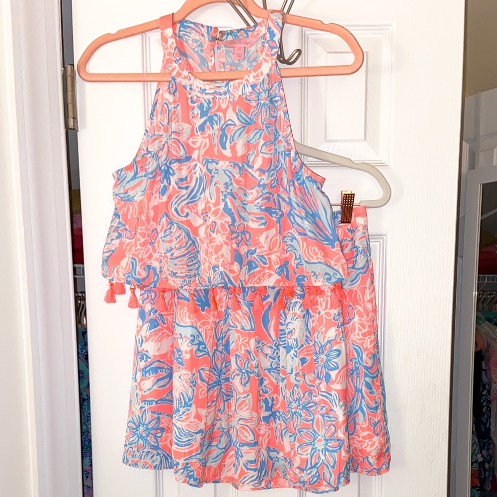 Lilly Pulitzer | 00 | Selina Two Piece Set in Pink Sun Ray Summer Siren